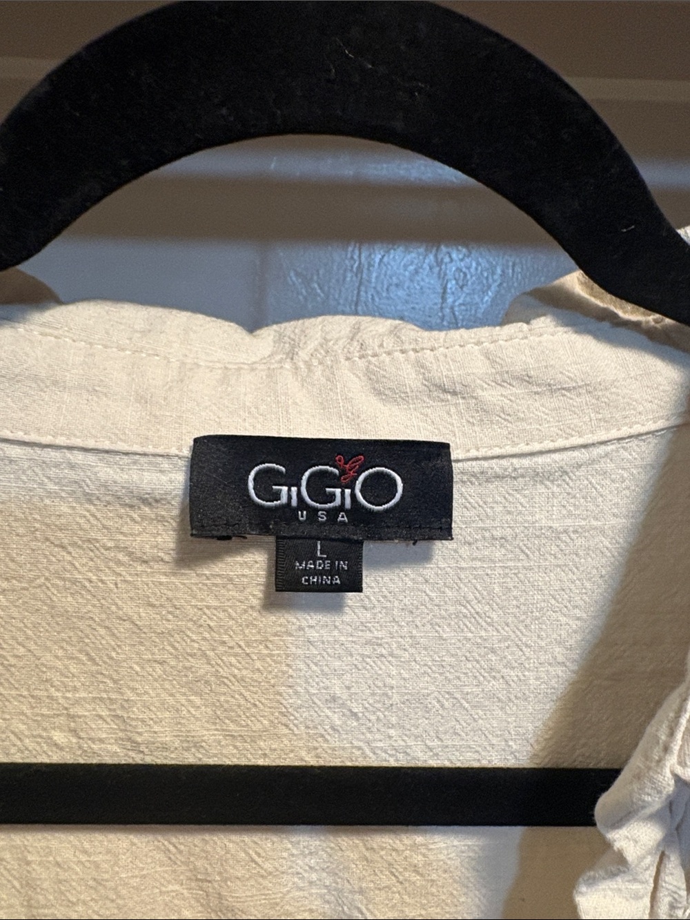 G.G.O White Smocked Yoke Button-Front Blouse - Picture 3 of 5